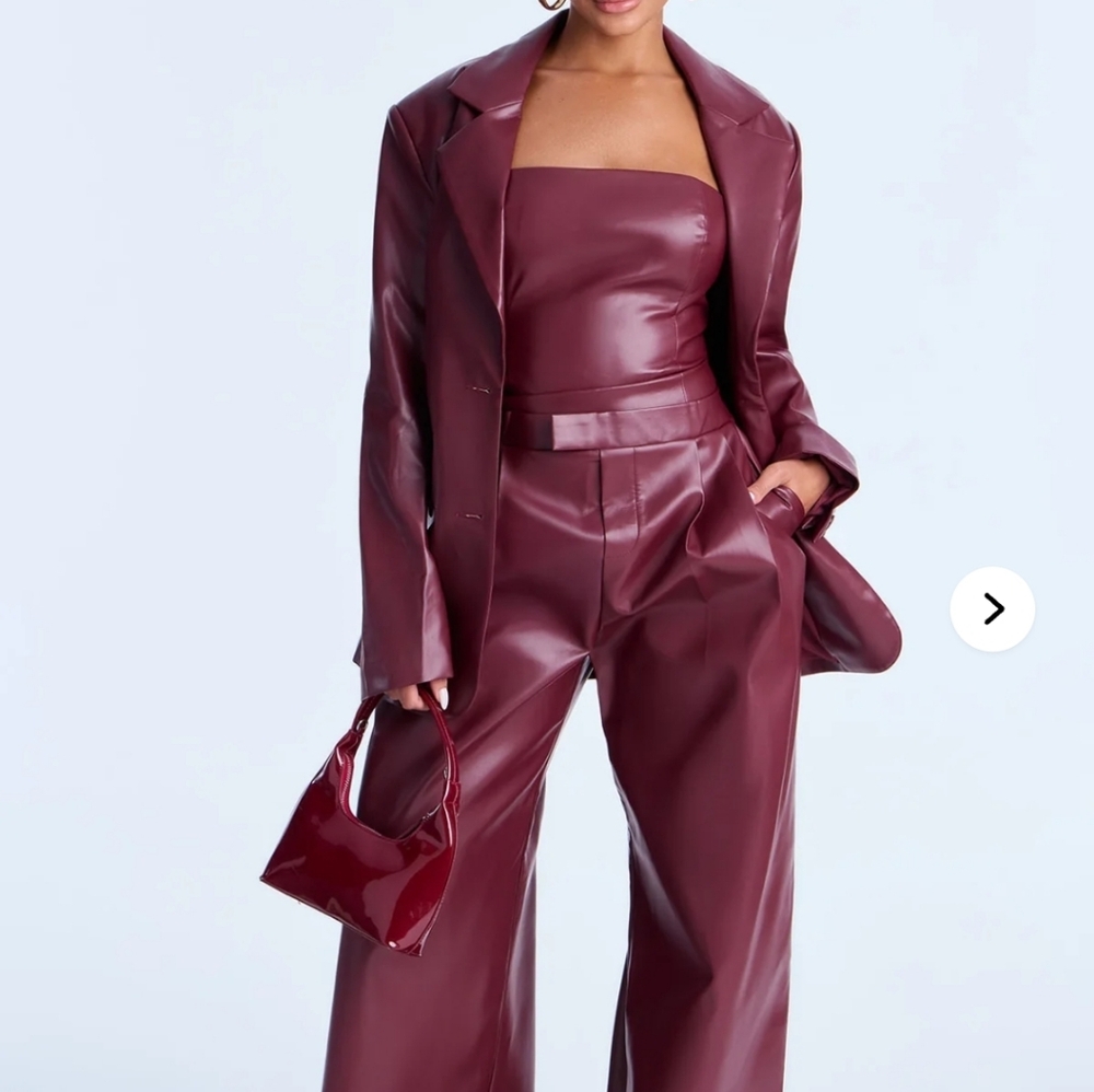 Faux Leather SET JUMPSUIT & JACKET